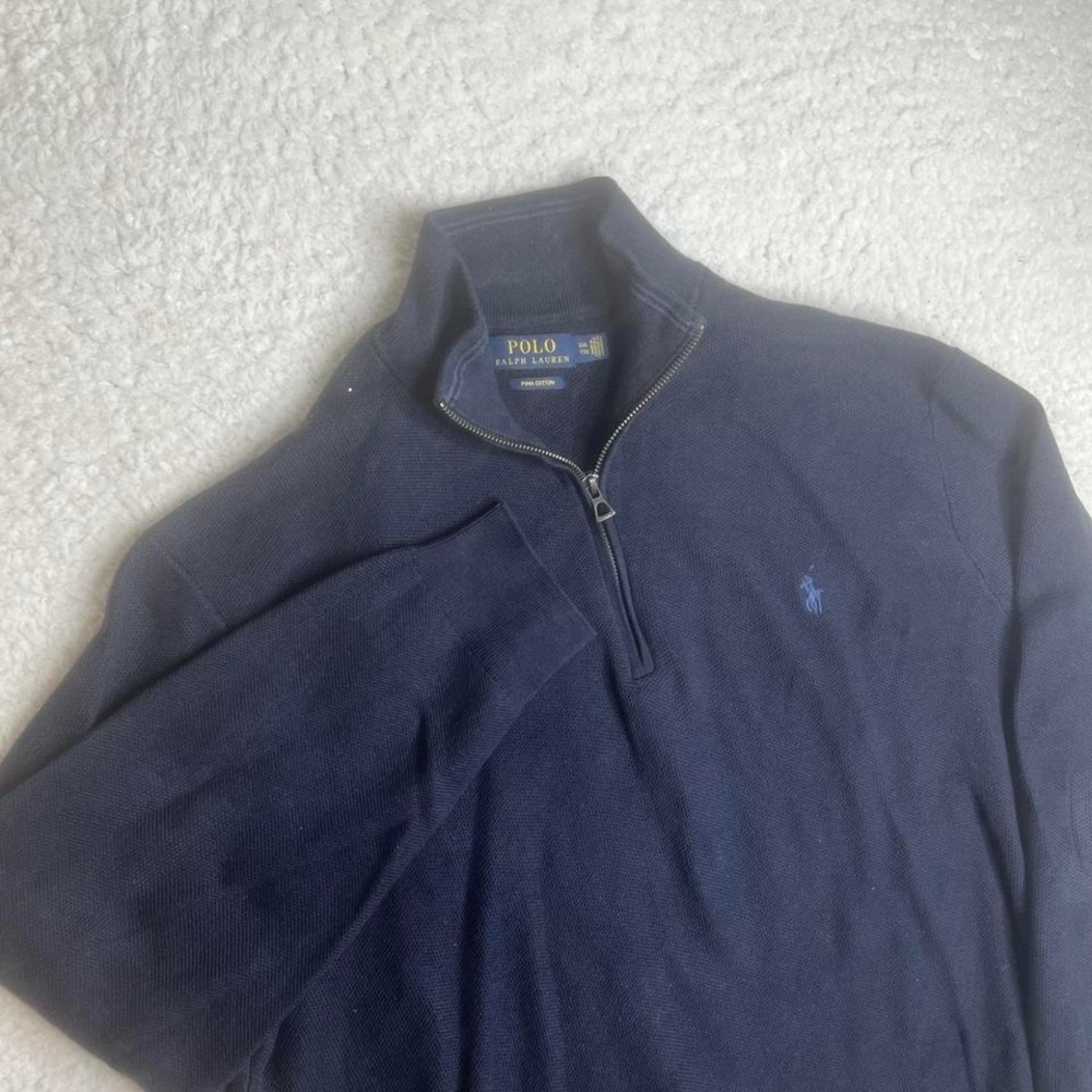 Polo Ralph Lauren men's blue pima cotton mesh quarter zip sweater 1/4 xxl